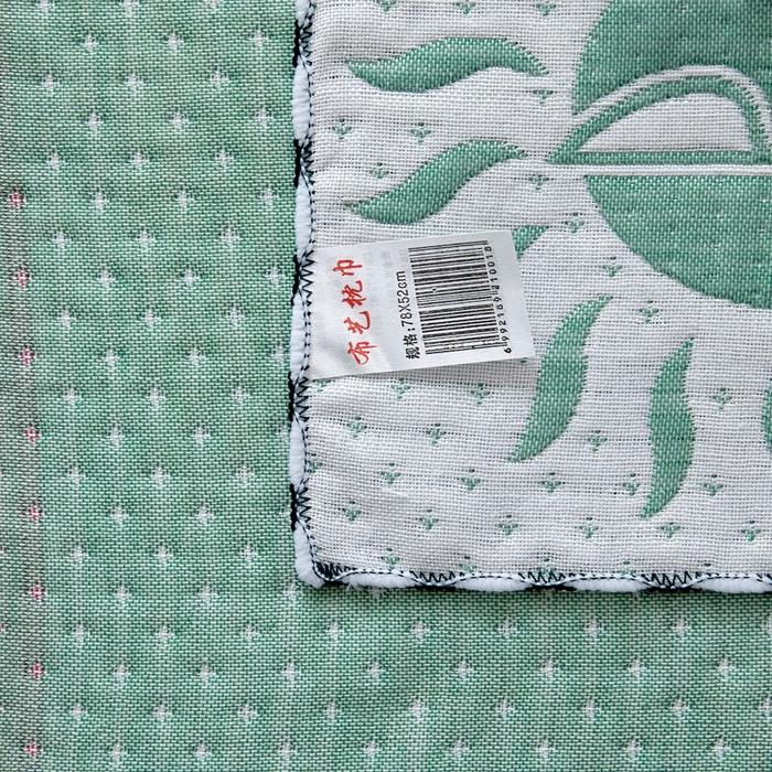 91家纺网 家纺一手货源 找家纺 朴尔-2023新款AB版蜂窝提花锁边立体枕巾 50*76 阳光鹿-绿