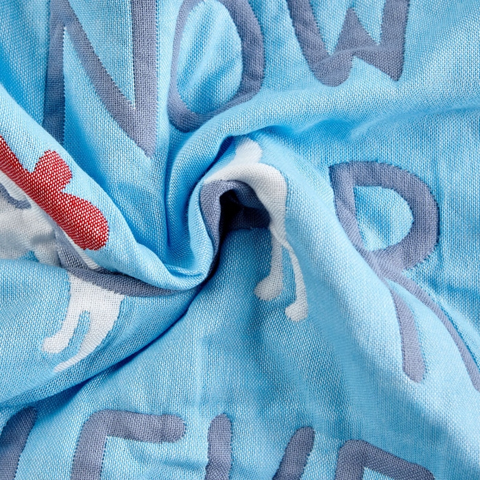 91家纺网 家纺一手货源 找家纺 朴尔-2023新款彩色糖果系列纯棉三层纱布枕巾-朴尔 调皮狗蓝