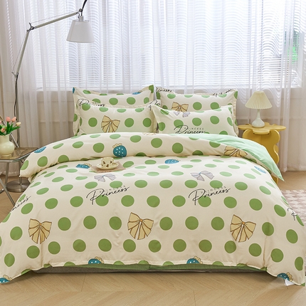 爱诗诺 2025新款植物羊绒四件套磨毛印花亲肤四件套波点人生