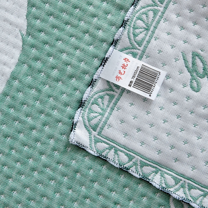 91家纺网 家纺一手货源 找家纺 朴尔-2023新款AB版蜂窝提花锁边立体枕巾 50*76 凤羽飞舞-绿