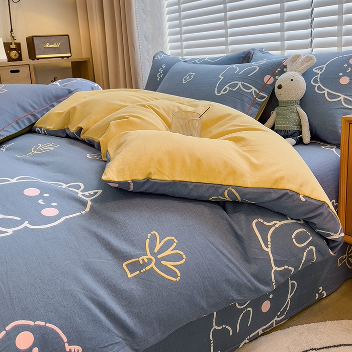 91家纺网 家纺一手货源 找家纺 芃成家纺 2023新品磨毛被套 恐龙王国-兰