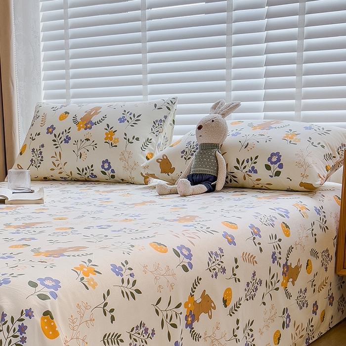 91家纺网 家纺一手货源 找家纺 芃成家纺 2023新款磨毛系列磨毛枕套 田园小兔