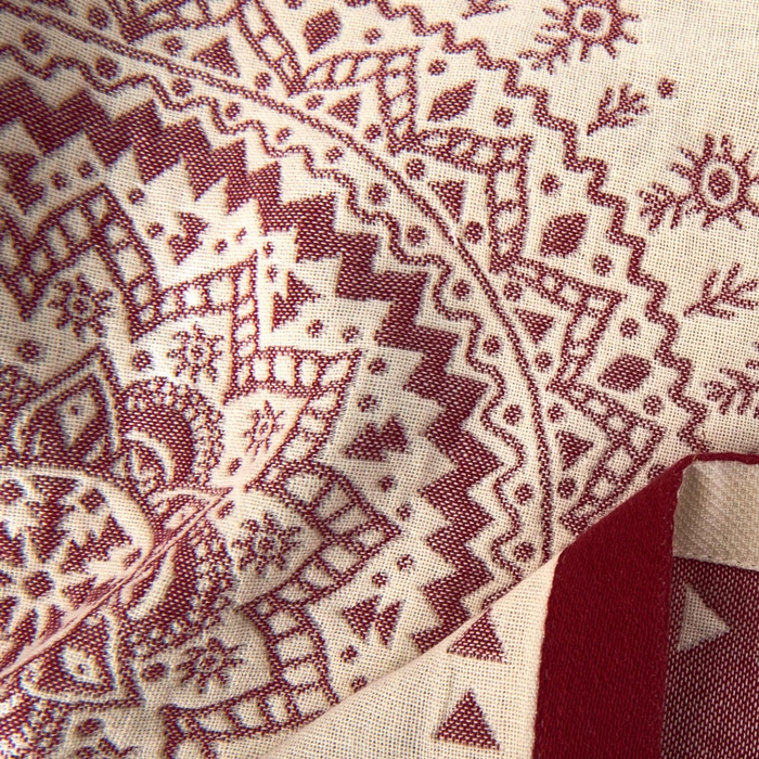 91家纺网 家纺一手货源 找家纺 朴尔-2023新款波西米亚风全棉四层纱布枕巾 52*78 太阳神红