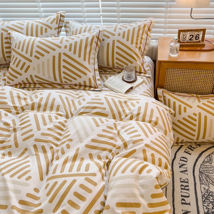 91家纺网 家纺一手货源 找家纺 芃成家纺 2023新款磨毛四件套 格调