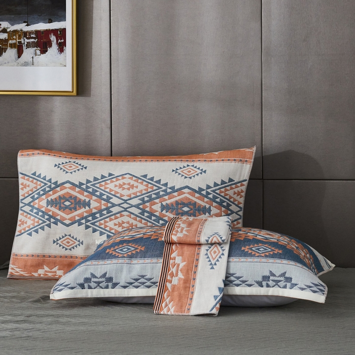 91家纺网 家纺一手货源 找家纺 朴尔-2023新款波西米亚风全棉四层纱布枕巾 52*78 巴洛特