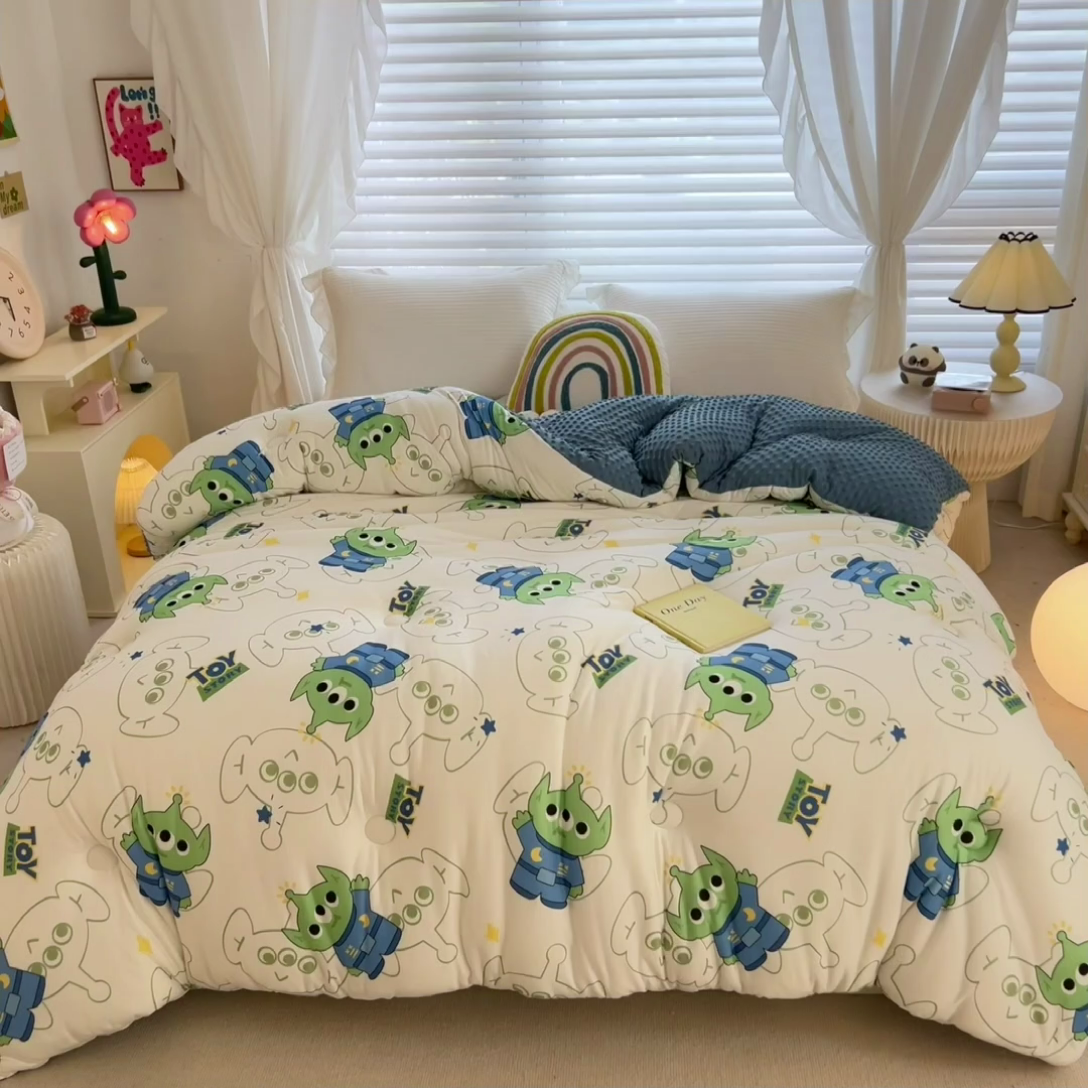 91家纺网 家纺一手货源 找家纺 米菲2023新款A类针织棉豆豆被冬被春秋被被芯被子 0三眼怪