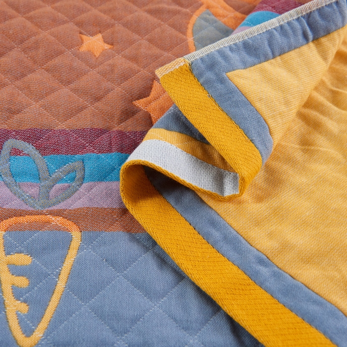 91家纺网 家纺一手货源 找家纺 朴尔-2023新款彩色糖果系列纯棉三层纱布枕巾-朴尔 调皮胡萝卜黄