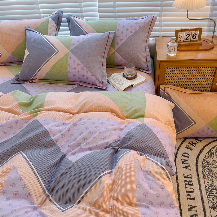 91家纺网 家纺一手货源 找家纺 芃成家纺 2023新款磨毛四件套 多维空间