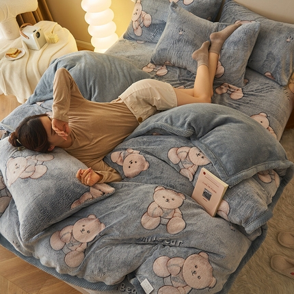 91家纺网 家纺一手货源 找家纺 （总）21度C 2023新款雪花绒贝贝绒四件套