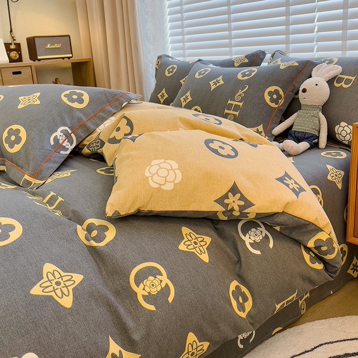 91家纺网 家纺一手货源 找家纺 芃成家纺 2023新款磨毛四件套 复古摩登-灰