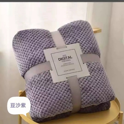 梦斋 2023新款加厚菠萝格毛毯法兰绒贝贝绒毛毯280克 豆沙紫