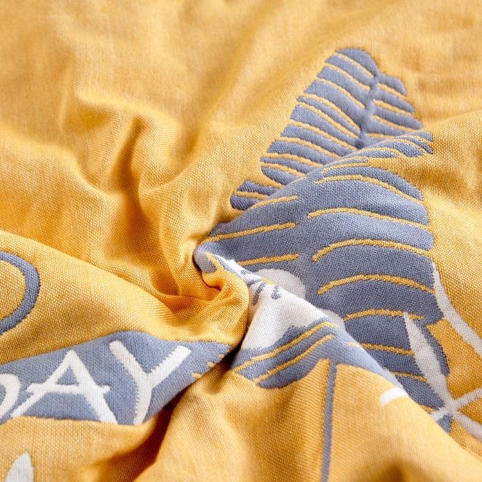 91家纺网 家纺一手货源 找家纺 朴尔-2023新款彩色糖果系列纯棉三层纱布枕巾-朴尔 美好的一天黄色