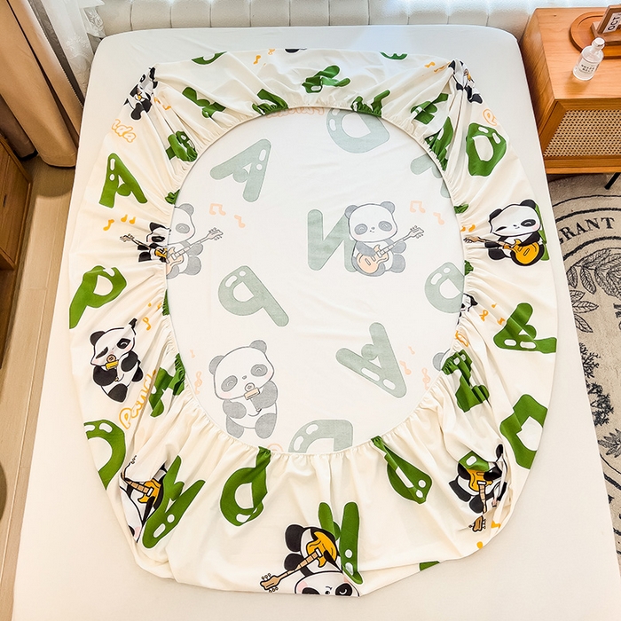 91家纺网 家纺一手货源 找家纺 芃成家纺 2023新款磨毛单床笠 艺术熊猫