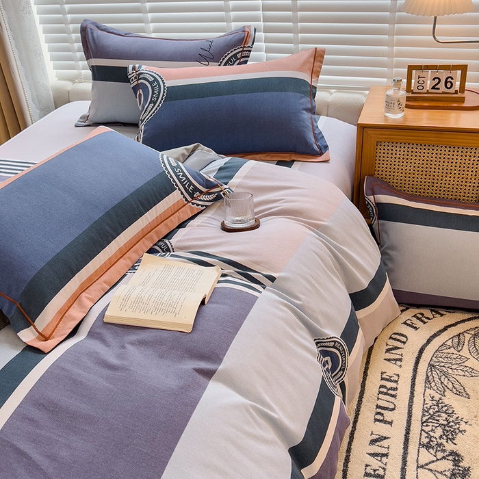 91家纺网 家纺一手货源 找家纺 芃成家纺 2023新款磨毛四件套 创意空间-蓝