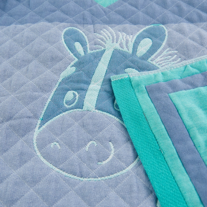 91家纺网 家纺一手货源 找家纺 朴尔-2023新款彩色糖果系列纯棉三层纱布枕巾-朴尔 奔跑的小马绿