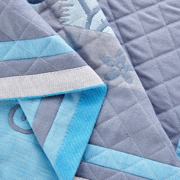 91家纺网 家纺一手货源 找家纺 朴尔-2023新款彩色糖果系列纯棉三层纱布枕巾-朴尔 美好的一天蓝