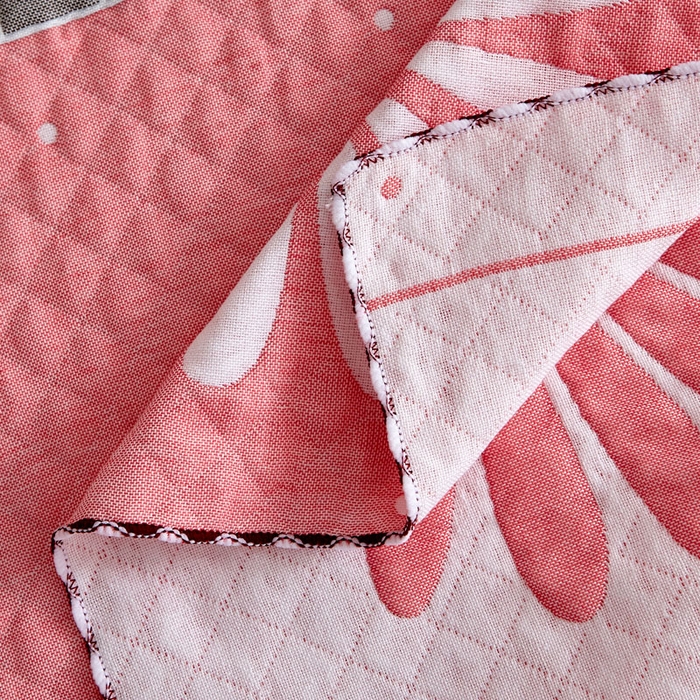 91家纺网 家纺一手货源 找家纺 朴尔-2023新款AB版蜂窝提花锁边立体枕巾 50*76 太阳花-粉