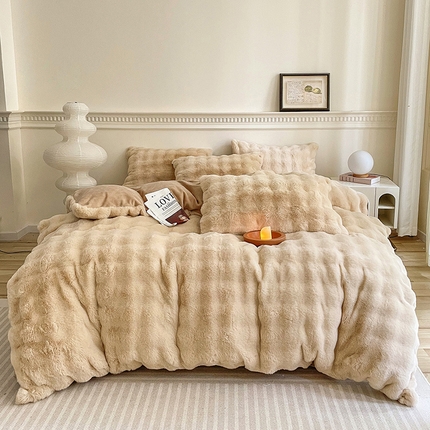 91家纺网 家纺一手货源 找家纺 （总）民新家纺 2024新款兔毛绒仿皮草四件套