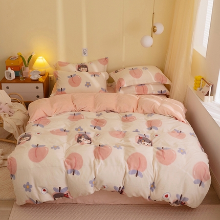 91家纺网 家纺一手货源 找家纺 （总）曼町 2023新款牛奶绒卡通印花四件套