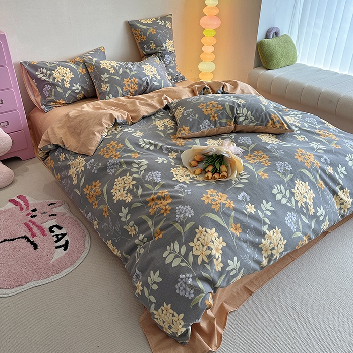 91家纺网 家纺一手货源 找家纺 千朵 2023新款全棉生态磨毛四件套 语初