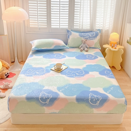 91家纺网 家纺一手货源 找家纺 （总）欧邦 新款印花牛奶绒单品床笠