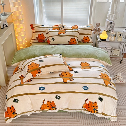 91家纺网 家纺一手货源 找家纺 （总）曼町 2023新款牛奶绒卡通印花四件套