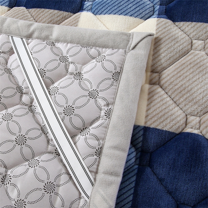 91家纺网 家纺一手货源 找家纺 东宇 2024年新款A类抗菌牛奶绒大床加厚床垫 格子蓝