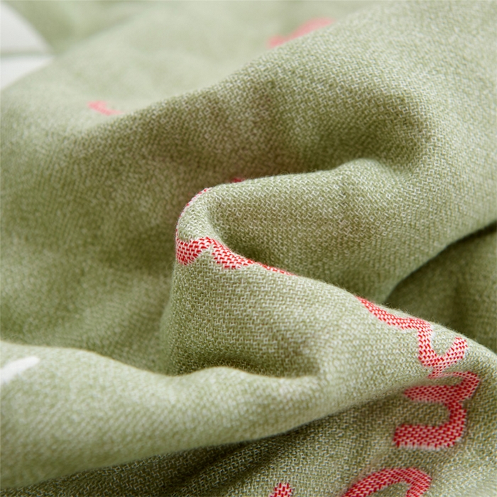 91家纺网 家纺一手货源 找家纺 朴尔 2023新款三层纱布定位枕巾 夏日芭蕉-绿