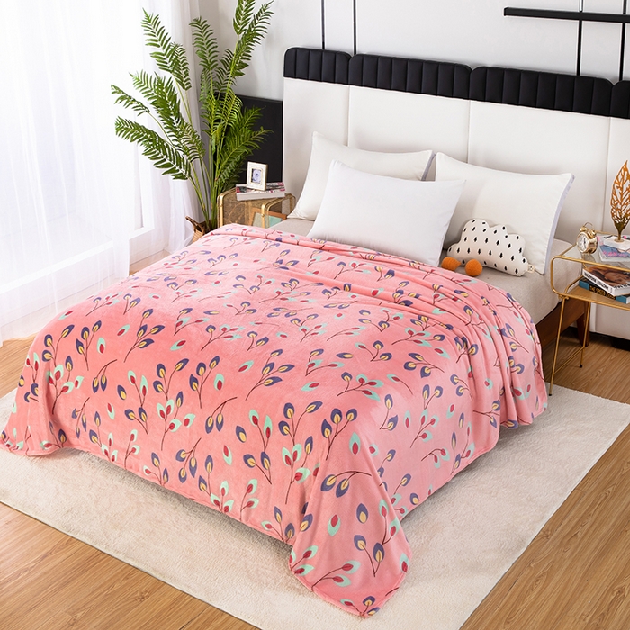 91家纺网 家纺一手货源 找家纺 侨鑫 2023新款云貂绒毛毯 孔雀羽