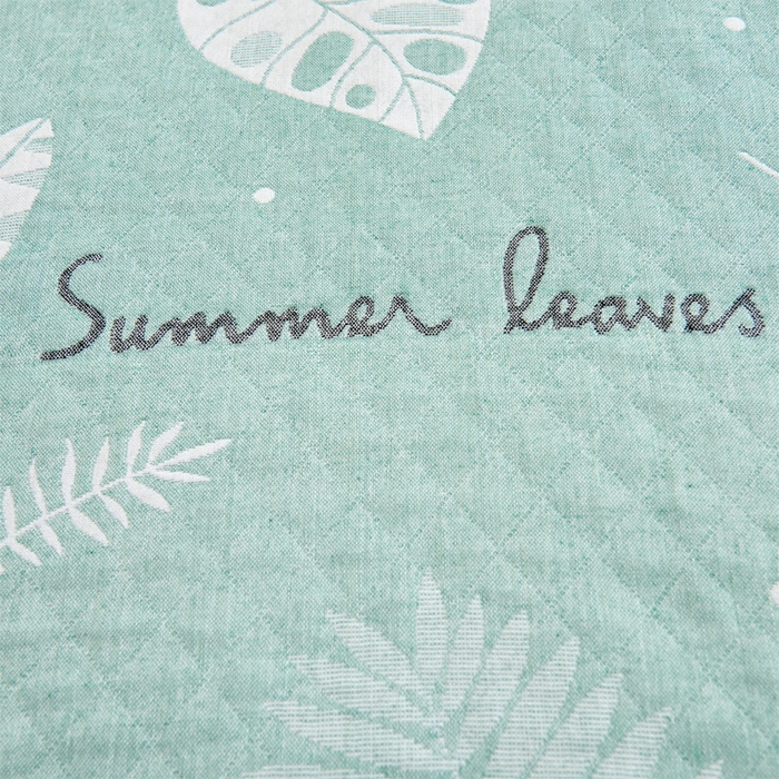 91家纺网 家纺一手货源 找家纺 朴尔家纺-毛巾被 2023新款混纺三层纱布枕巾详情图 幸福芭蕉-绿