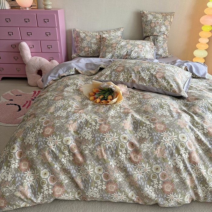 91家纺网 家纺一手货源 找家纺 千朵 2023新款全棉生态磨毛四件套 秋月