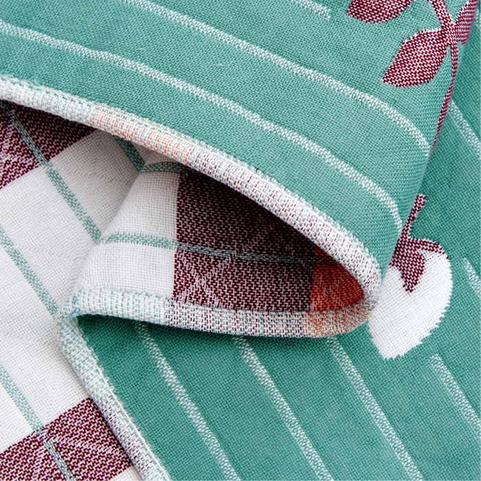 91家纺网 家纺一手货源 找家纺 朴尔 2023新款三层纱布定位枕巾 小野菊-绿