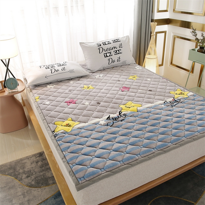 91家纺网 家纺一手货源 找家纺 东宇 2024年新款A类抗菌牛奶绒大床加厚床垫 星光