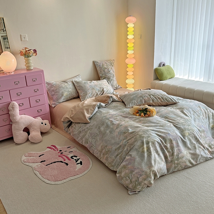 91家纺网 家纺一手货源 找家纺 千朵 2023新款全棉生态磨毛四件套 幽静