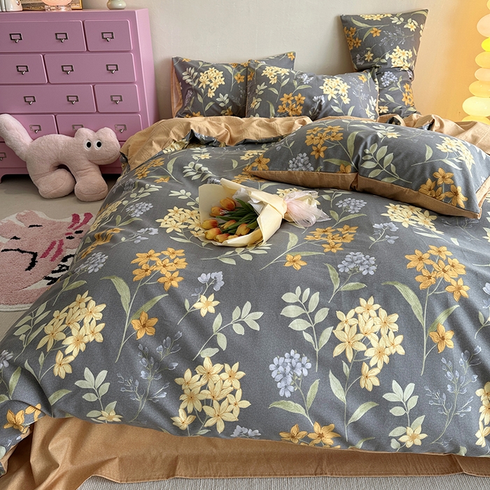 91家纺网 家纺一手货源 找家纺 千朵 2023新款全棉生态磨毛四件套 语初