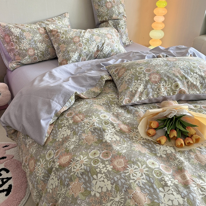 91家纺网 家纺一手货源 找家纺 千朵 2023新款全棉生态磨毛四件套 秋月