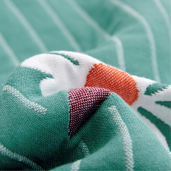 91家纺网 家纺一手货源 找家纺 朴尔 2023新款三层纱布定位枕巾 小野菊-绿