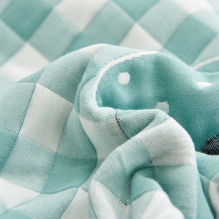 91家纺网 家纺一手货源 找家纺 朴尔 2023新款三层纱布定位枕巾 云朵-绿