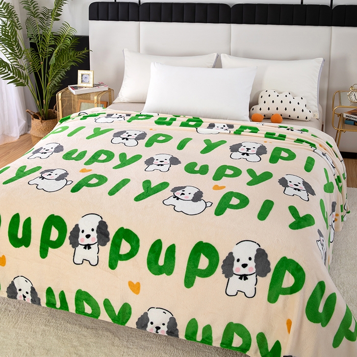 91家纺网 家纺一手货源 找家纺 侨鑫 2023新款云貂绒毛毯 字母狗