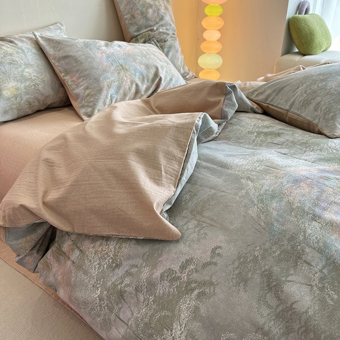 91家纺网 家纺一手货源 找家纺 千朵 2023新款全棉生态磨毛四件套 幽静