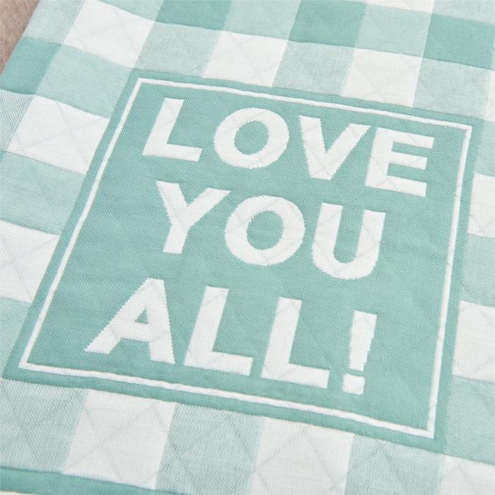 91家纺网 家纺一手货源 找家纺 朴尔 2023新款三层纱布定位枕巾 爱情方格-绿