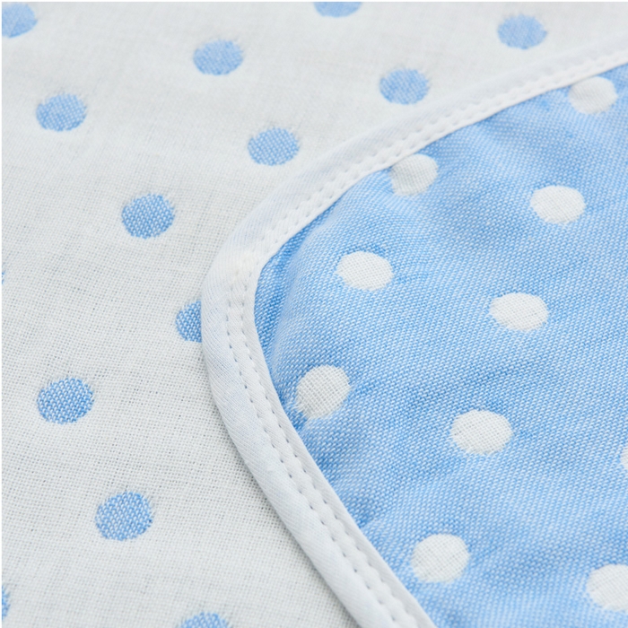 91家纺网 家纺一手货源 找家纺 朴尔 2023新款六层纱布全棉循环小花型枕巾 小波点兰