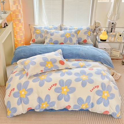 91家纺网 家纺一手货源 找家纺 （总）曼町 2023新款牛奶绒卡通印花四件套