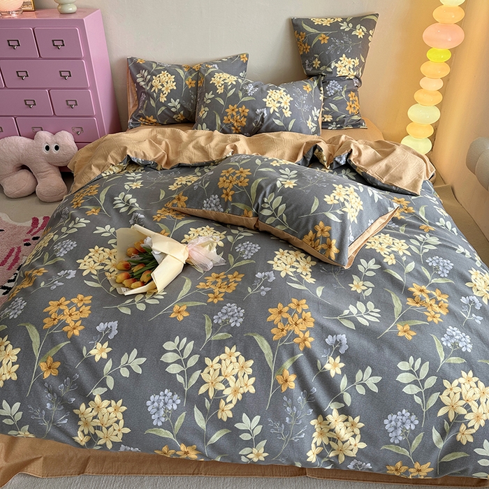 91家纺网 家纺一手货源 找家纺 千朵 2023新款全棉生态磨毛四件套 语初