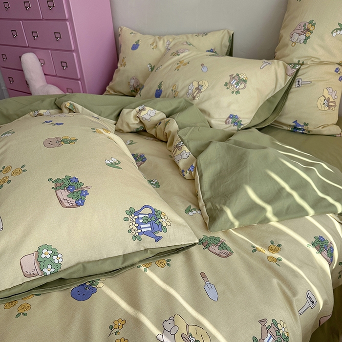 91家纺网 家纺一手货源 找家纺 千朵 2023新款全棉生态磨毛四件套 快乐伙伴