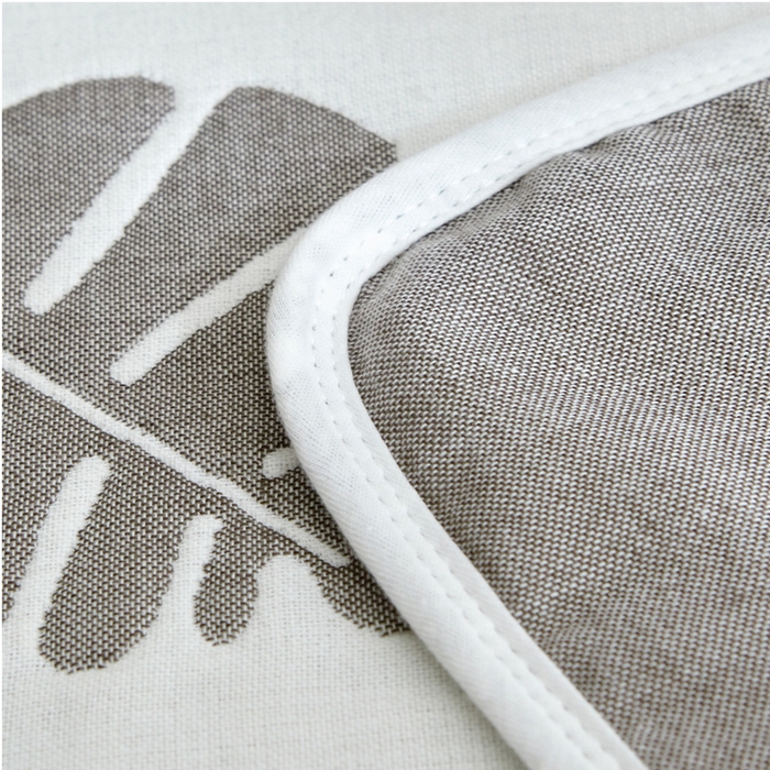 91家纺网 家纺一手货源 找家纺 朴尔 2023新款六层纱布全棉循环小花型枕巾 树叶灰