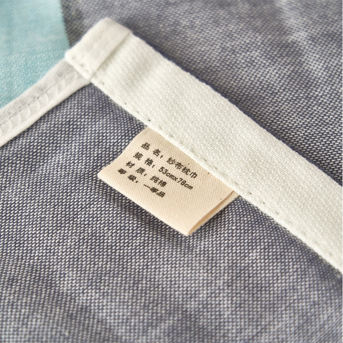 91家纺网 家纺一手货源 找家纺 朴尔 2023新款全棉四层纱布休闲枕巾 BBQ-蓝