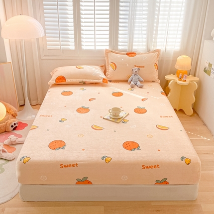 91家纺网 家纺一手货源 找家纺 （总）欧邦 新款印花牛奶绒单品床笠