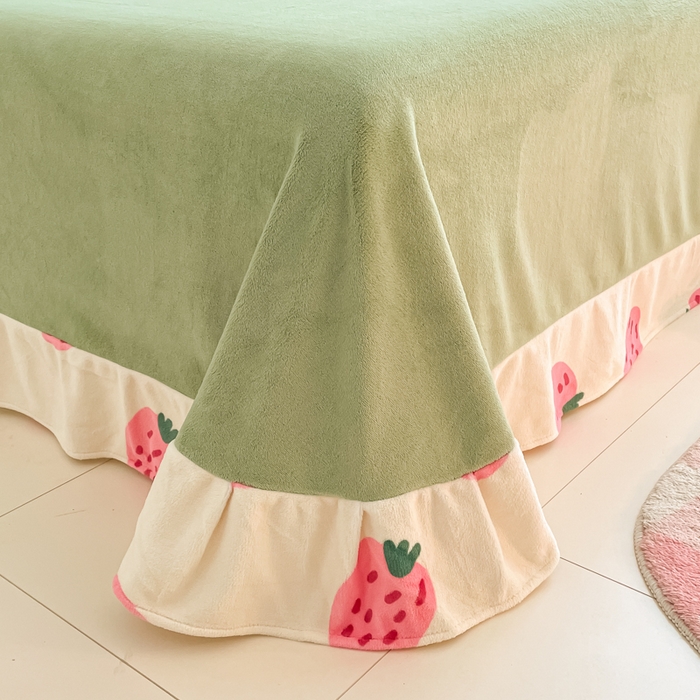 91家纺网 家纺一手货源 找家纺 呗旺鹿 2023新款加厚高克重印花牛奶绒四件套直播爆款 有颗草莓