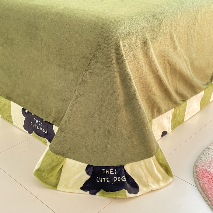 91家纺网 家纺一手货源 找家纺 呗旺鹿 2023新款加厚高克重印花牛奶绒四件套直播爆款 奔跑的曲奇